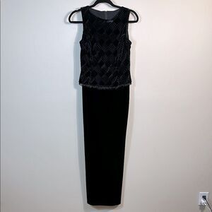 Vintage Scott McClintock Petite Black Sleeveless Mother Bride Formal Dress 6P